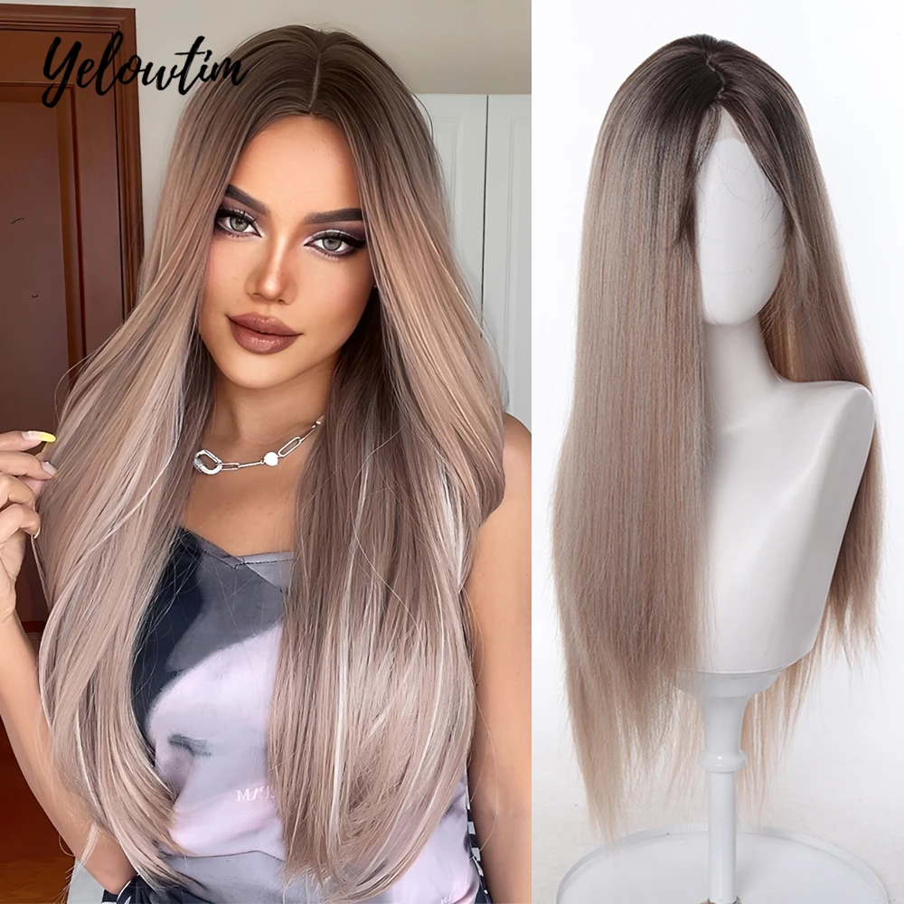 

Synthetic Long Lace Wavy Wig 26Inch Middle Part Curly Natural Looking Heat Resistant Fiber for Daily for Women Party Christmas