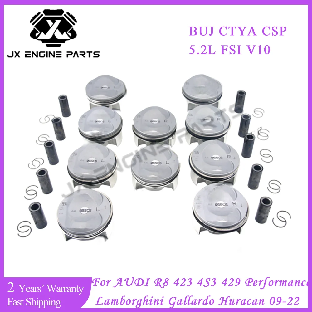Juego de pistón y anillos de pistón de 84.5 mm para motor Audi 5.2 R8 423 429 4S3 4S9 Performance Lamborghini Gallardo Huracan 5.2L FSI V10