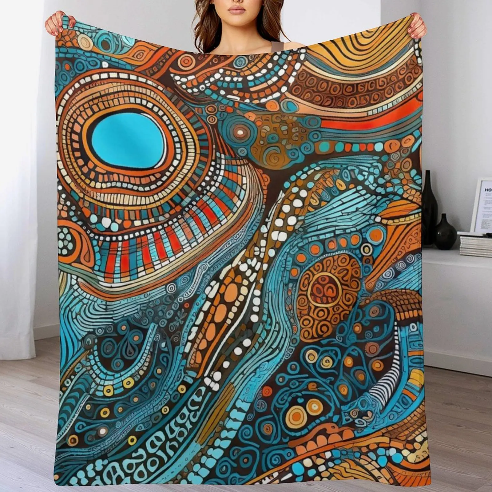 

Aboriginal Art #7 Throw Blanket Fade Resistant Durable Throw Blanket