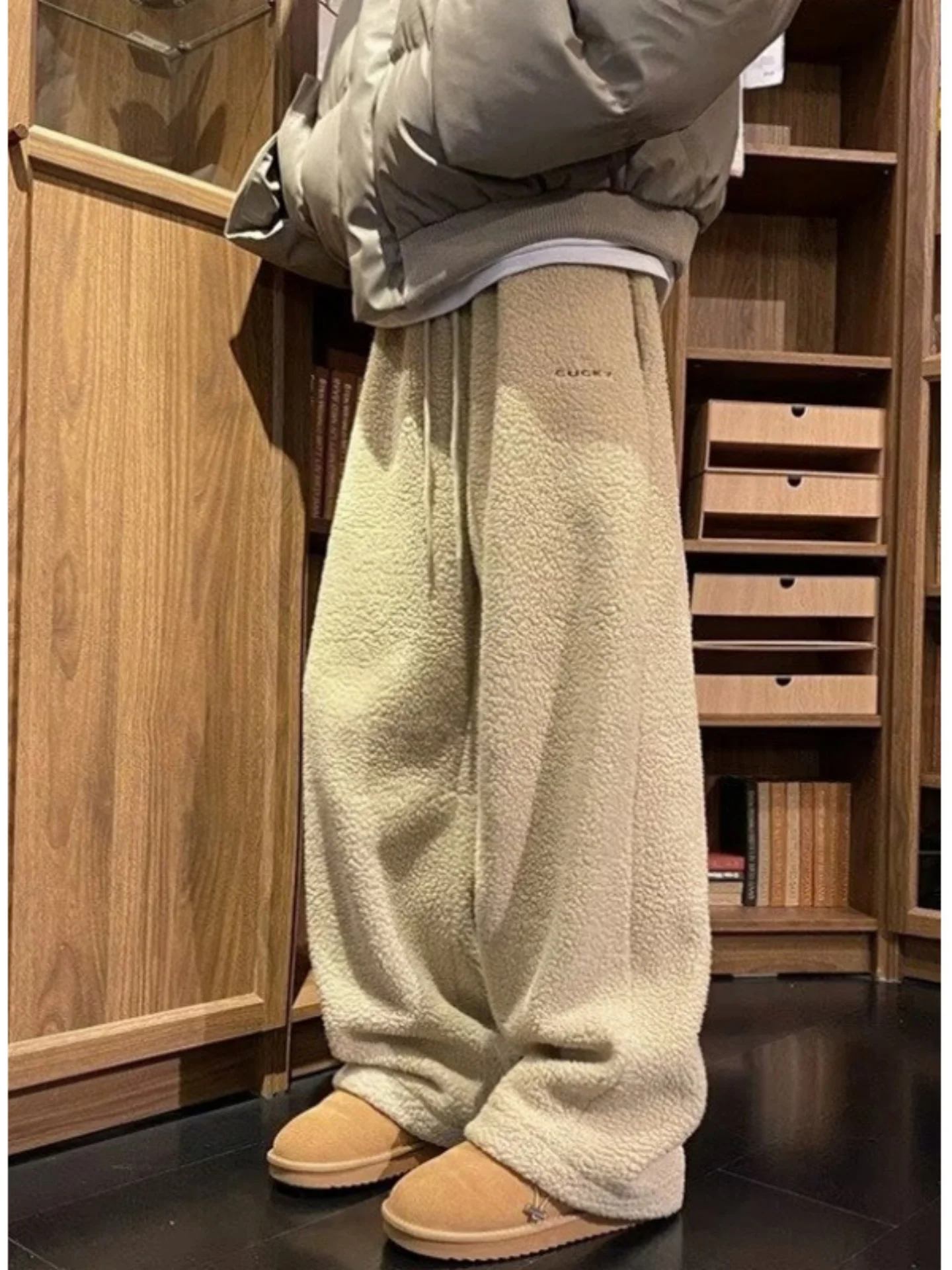 

Мужские утепленные зимние брюки из хлопка с флисовой подкладкой, прямого кроя, свободного силуэта, повседневные, длинные