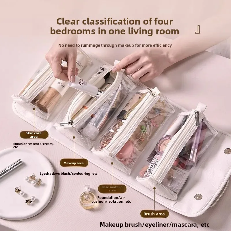 Afneembare hoogwaardige make-uptas Reizen Persoonlijk Grote capaciteit Handtas Handheld cosmetische gereedschapstas Pure kleur Andere materialen