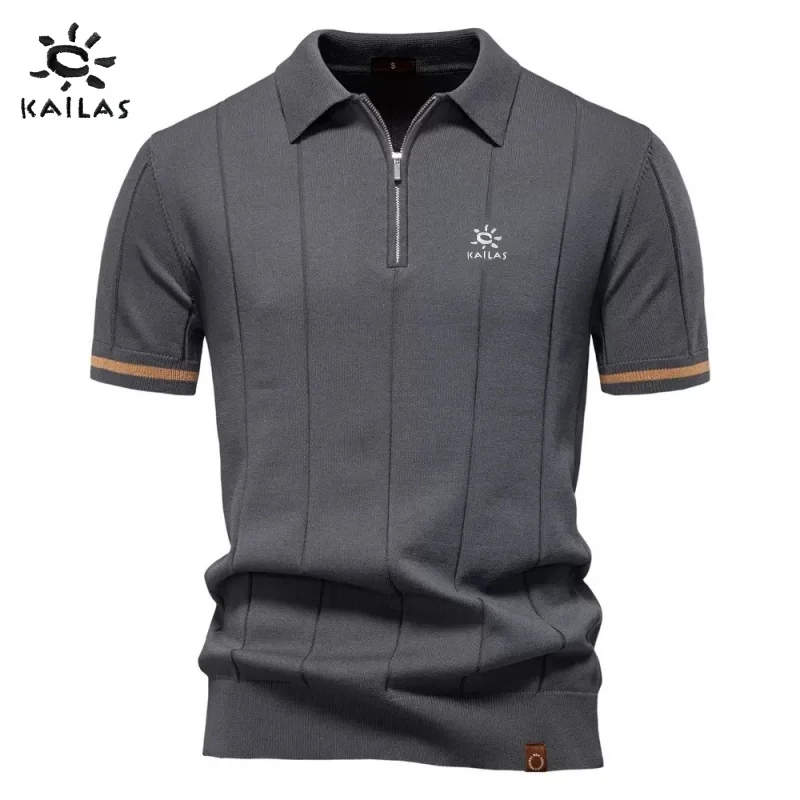 New men's high-quality knitted short sleeved polo shirt, summer fashion, business leisure, sports, sweat absorbing versatile top