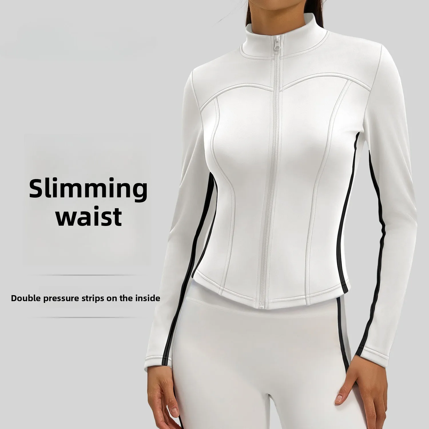Line Yoga Clothes Women's Spring And Autumn Sports Tops Slim And Thin Stand-up Collar Long-sleeved Running Fitness Jackets