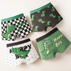 4Pcs Boys Cotton Boxers Panties Cartoon Dinosaur Printed Kids Underwear Soft Children's Underpants Shorts Teenager Panties 2-14Y