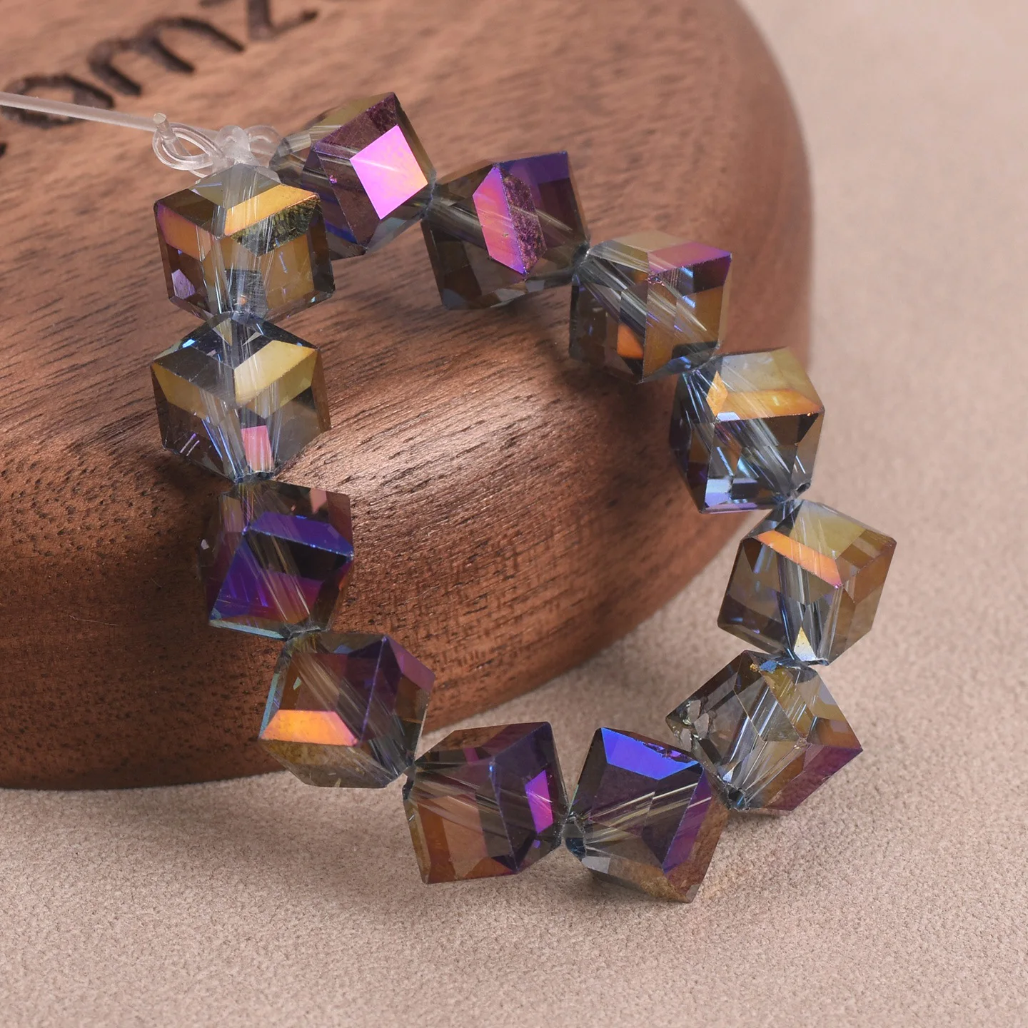 20pcs 8mm Diagonal Hole Cube Faceted Colorful Crystal Glass Loose Beads For Jewelry Making DIY Crafts Findings