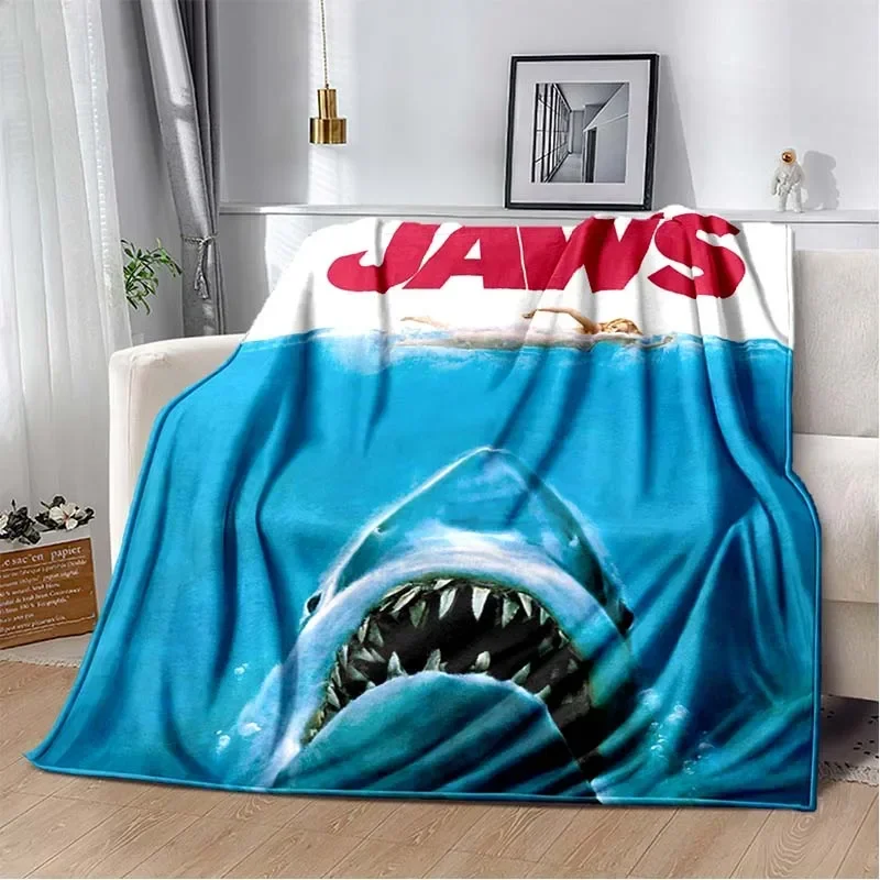 Jaws Blanket Throw Blanket Shark Fleece Blanket Soft Cover Warm Bedspreads Blankets for Beds Couch Travel