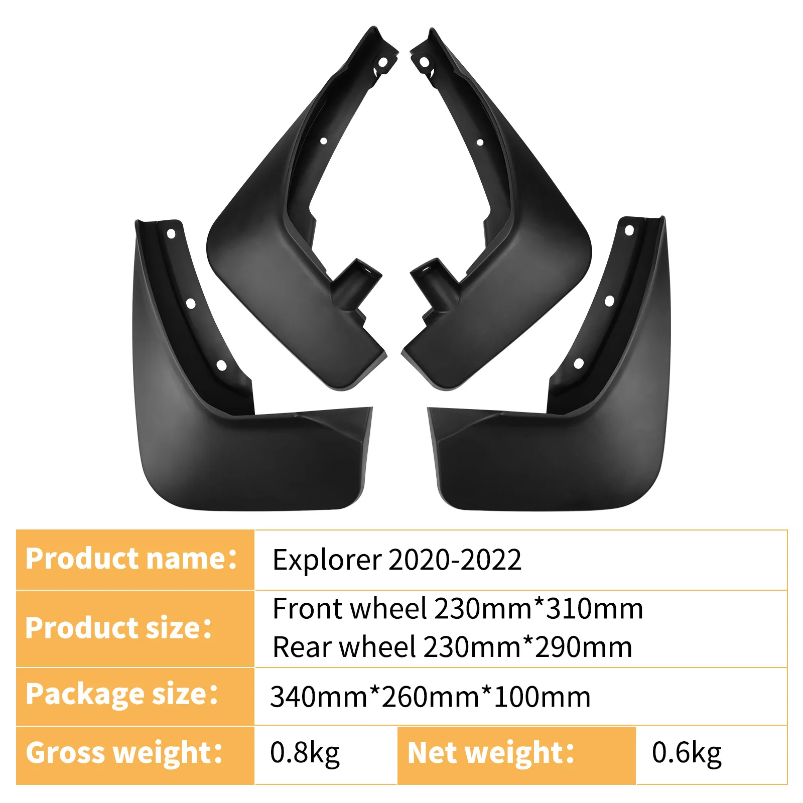 Mud Flaps Splash Guards Fender Mudguard or Ford Explorer 2020-2022 Thick Rubber Anti Mud Anti Splash Protection Parts