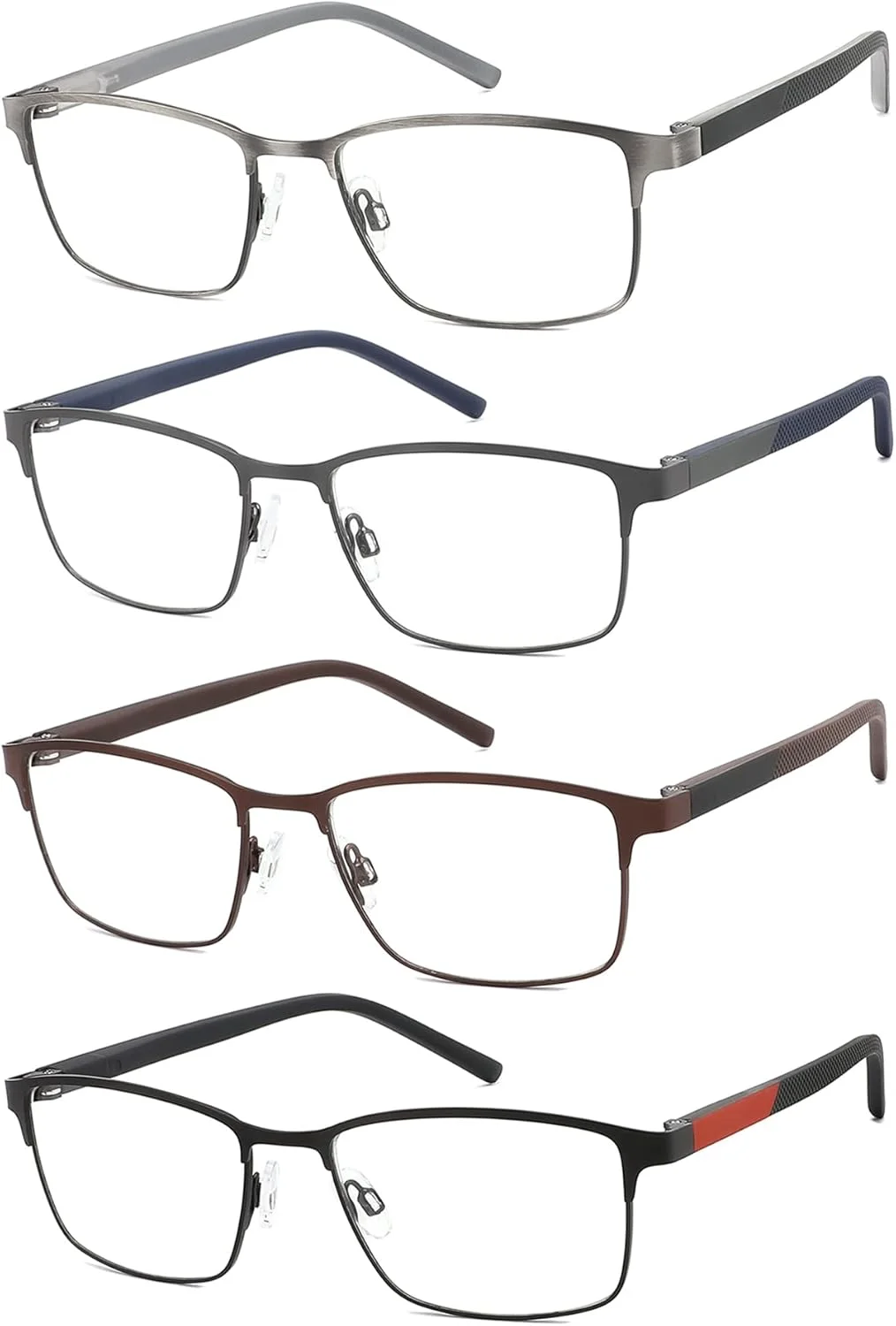 

Набор из 4 очков для чтения с защитой от синего света, компьютерные очки с металлической оправой и защитой от ультрафиолета, в комплекте с чехлом