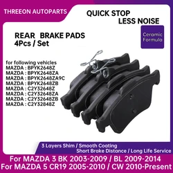 THREEON Ceramic Rear Brake Pads For MAZDA 3 BK 2003-2009, BL 2009-2014, MAZDA 5 CR19 2005-2010, CW 2010-Present BPYK2648Z