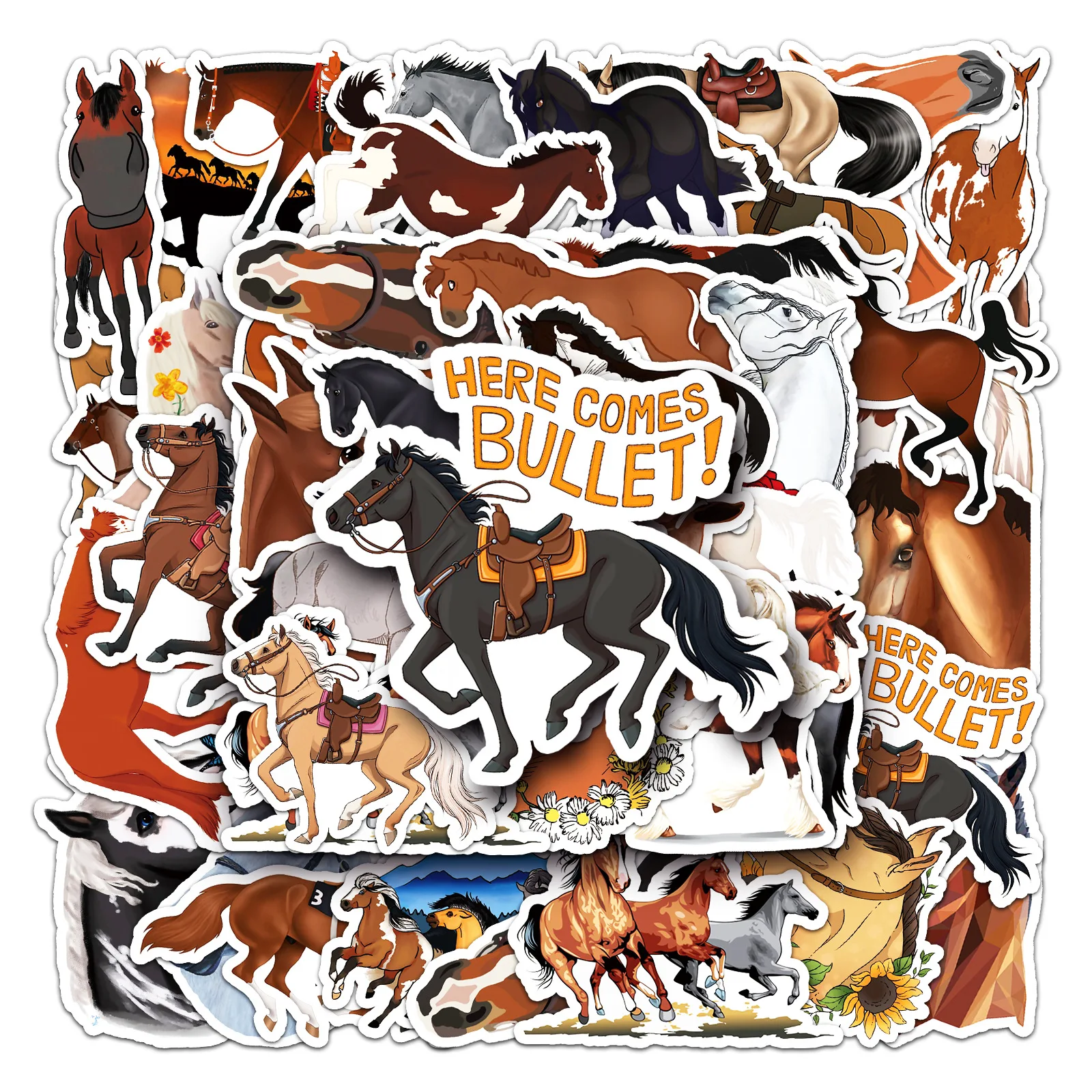 10/30/50PCS Cool Horse Stickers Aesthetic Graffiti Decals Decoration DIY Laptop Phone Luggage Fridge Car Animal Sticker Gift Toy