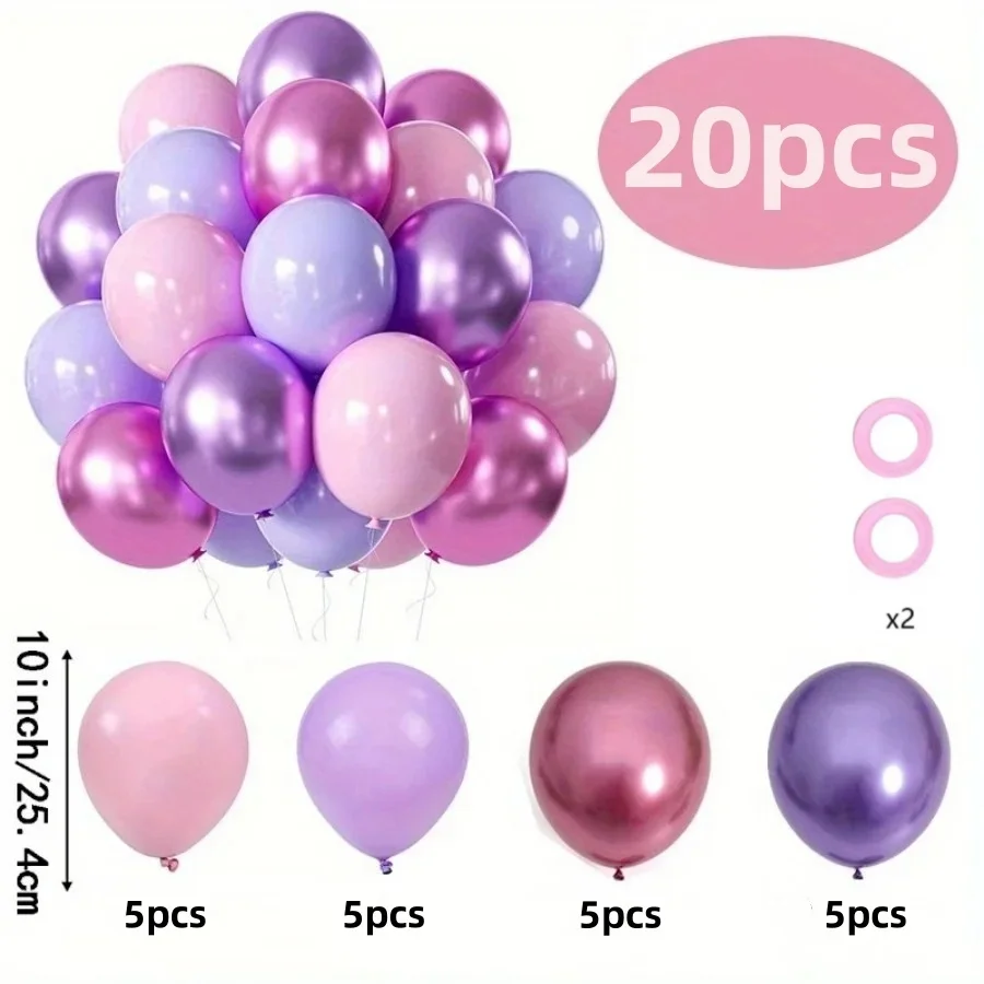 42 stuks roze en paarse feestballonnen metallic roze rood paarse latex ballonnen voor meisjes verjaardag bruiloft feestdecoraties