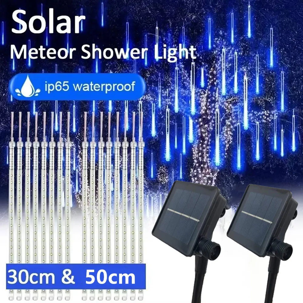 

Солнечные светодиодные фонари для метеоритного дождя, падающие капли дождя, сказочный гирляндный светильник, водонепроницаемый для рождественской вечеринки, садовые праздничные украшения
