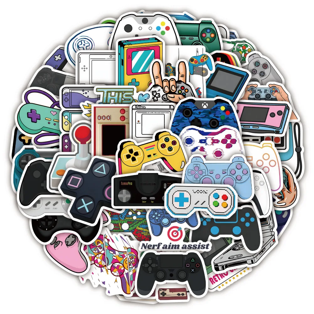 50Pcs Vintage Video Game Joypad Stickers for Laptop Skateboard Motor Bike Car Fridge Guitar Waterproof Sticker Pack Classic Toys