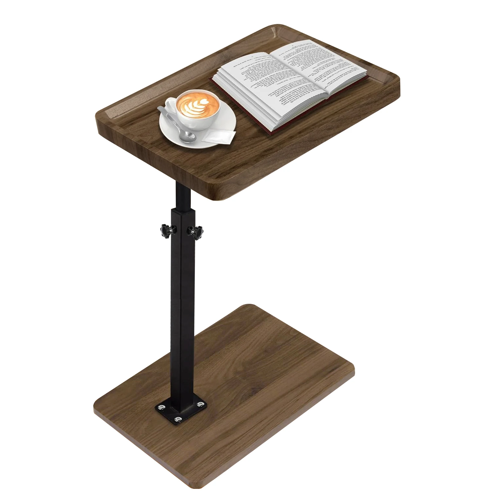 طاولة نهاية قابلة للتعديل بارتفاع 360 درجة، طاولات أريكة دوارة للتلفاز، طاولات جانبية مع عجلات لكرسي الأريكة والسرير والوجبات الخفيفة #6