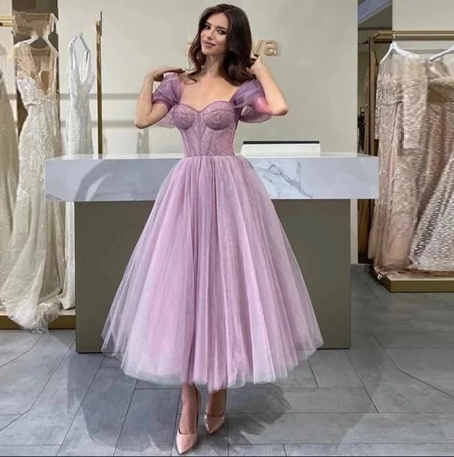 ANGELSBRIDEP-Vestidos De fiesta De noche con hombros descubiertos, corsé De moda De tul, vestido Formal De princesa para cumpleaños y graduación