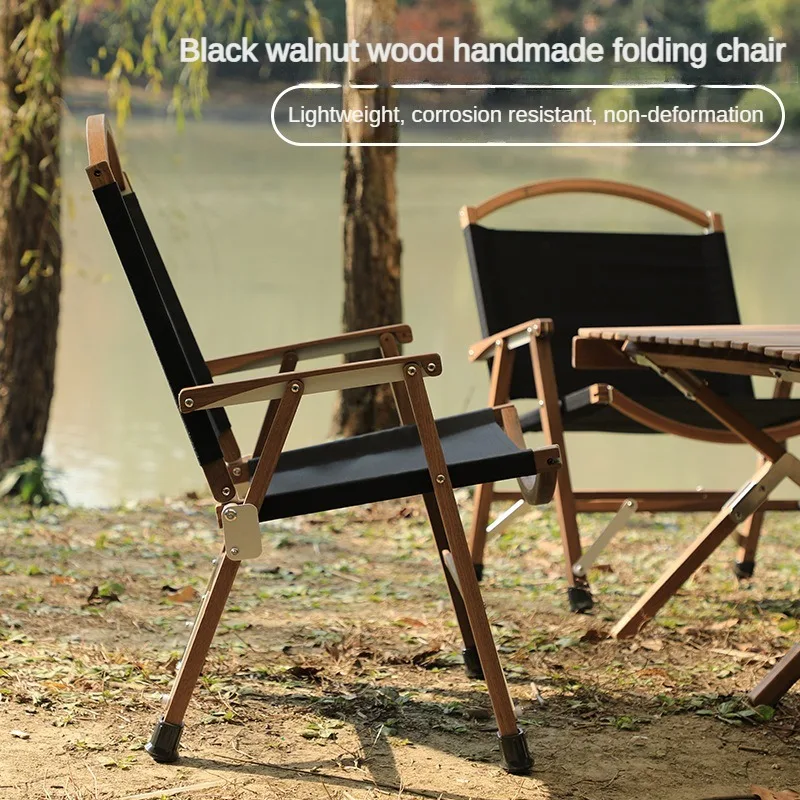 Folding Chair Made of Black Walnut Wood Portable Outdoor Camping Chair Folding Fishing Outdoor Leisure Durable Activities