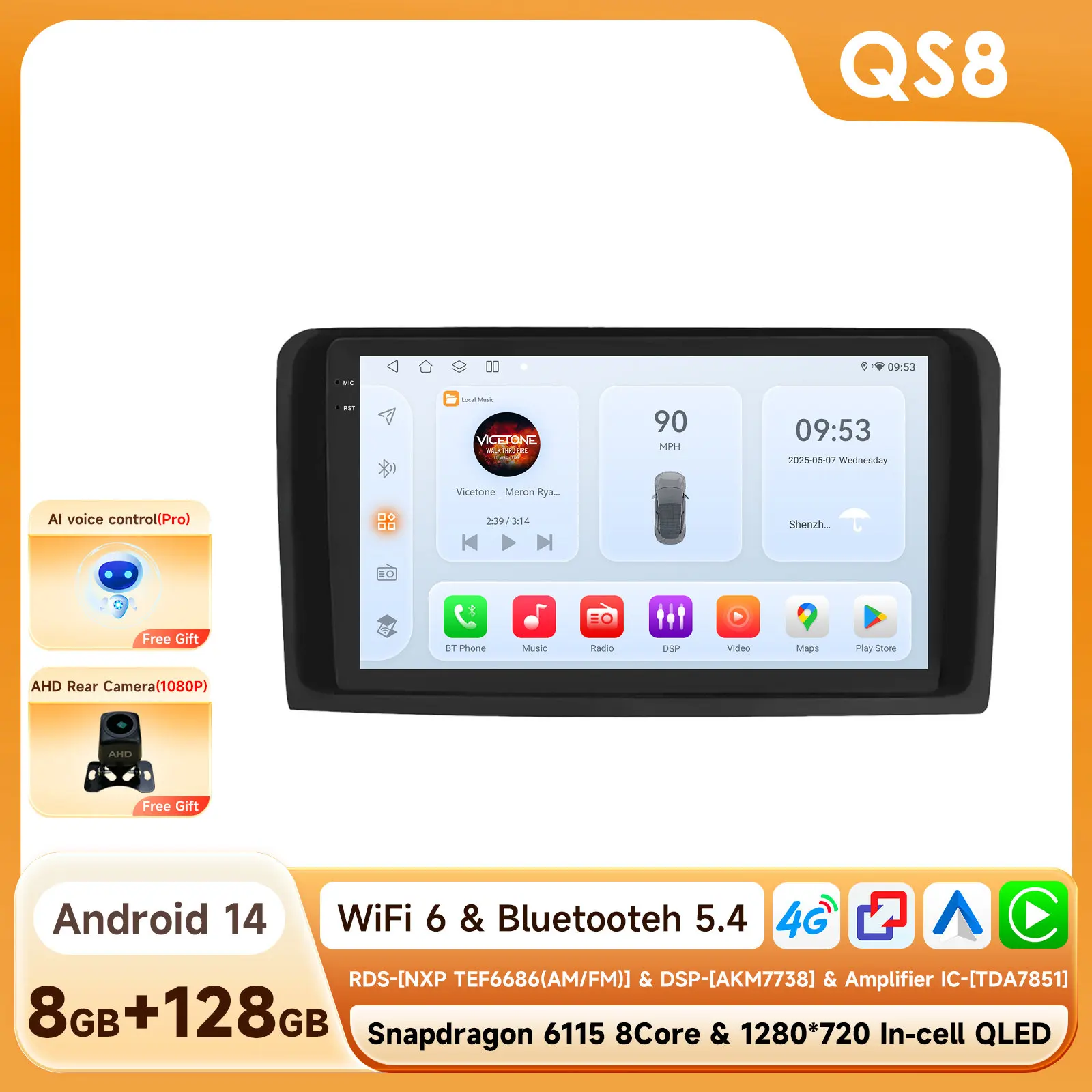 Android autoradio voor Mercedes ML W164 X164 ML350 ML300 GL500 ML320 ML280 GL350 Carplay GPS 360Cam 6115 Touchscreen