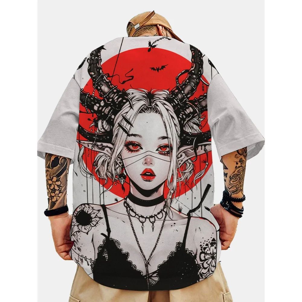 Hip Hop übergroßen 3D-Druck Anime T-Shirt Männer Sommer lässig Top atmungsaktiv lose Männer T-Shirt Retro High Street kurz ärmelig