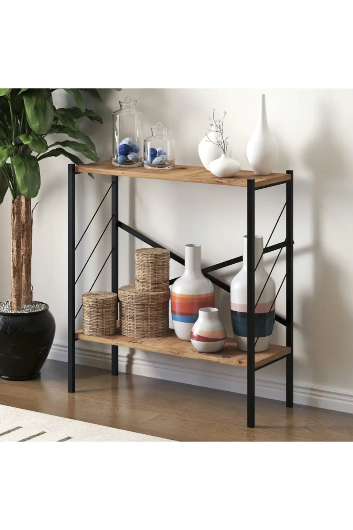 Console Walnoot Kleur Metalen Dresuar