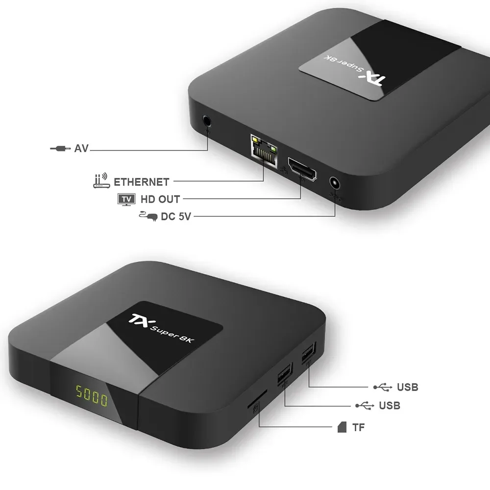 تي في بوكس سوبر اندرويد 10 سماعة رأس ، صندوق وسائط ، 8K ، 2GB ، 16GB ، WiFi ، RK3228 ، vs GTmedia IFIRE2 ، أوروبا ، أفريقيا