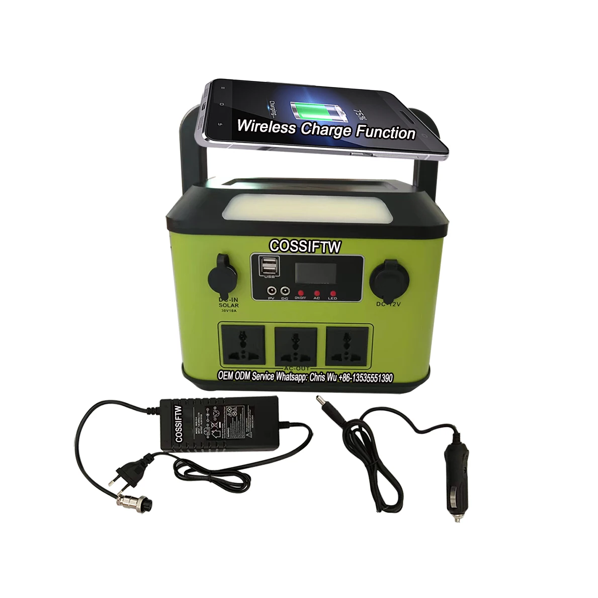 Portable Power Station 300W Power Bank with AC Outlet 256Wh Solar Generator LED Light Portable Generators Battery Backup Power