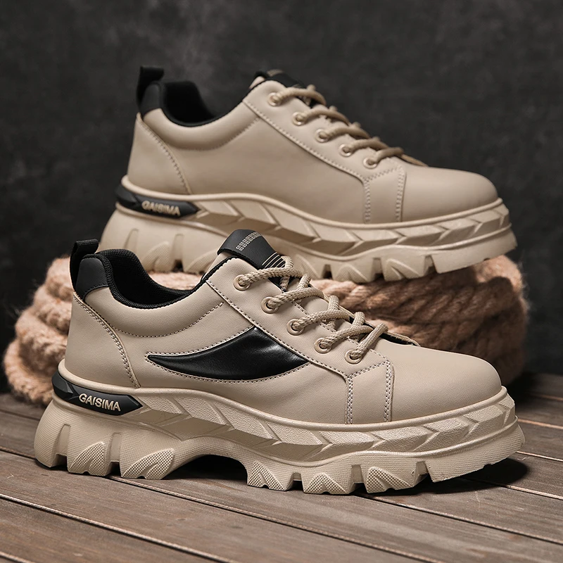 

Thick Bottom 2025 Autumn New Men's Casual Shoes Fashion Comfortable Wear-resistant Sneakers Outdoor Tooling Sports Male Footwear