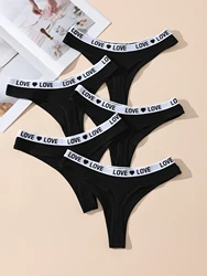 Hotcom 5Pcs Womens Low Waist Cotton Thong Panties Soft Breathable Comfortable Seamless Sexy Everyday Briefs XS-XL