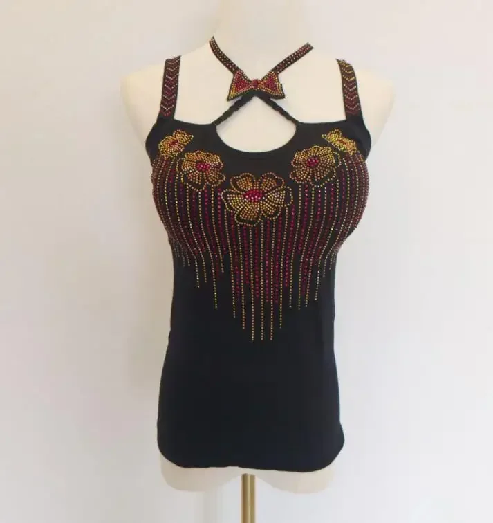 sexy women halter camis femme rhinestones tanks top women padded cute tops