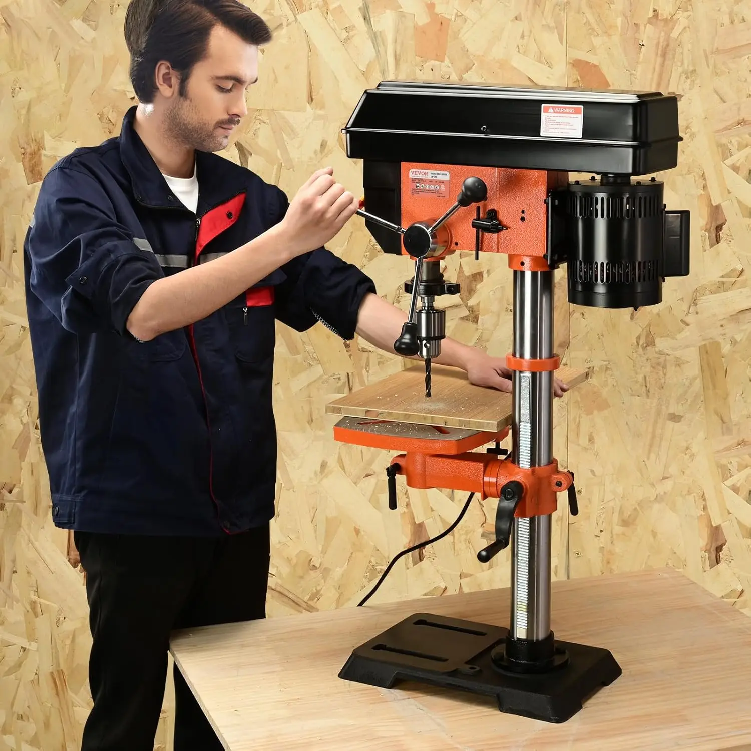 12 in Benchtop Drill Press, 5 Amp 120V, Variable Speed Cast Iron Bench Drill Press, 12 in Swing Distance 0-45° Tiltling