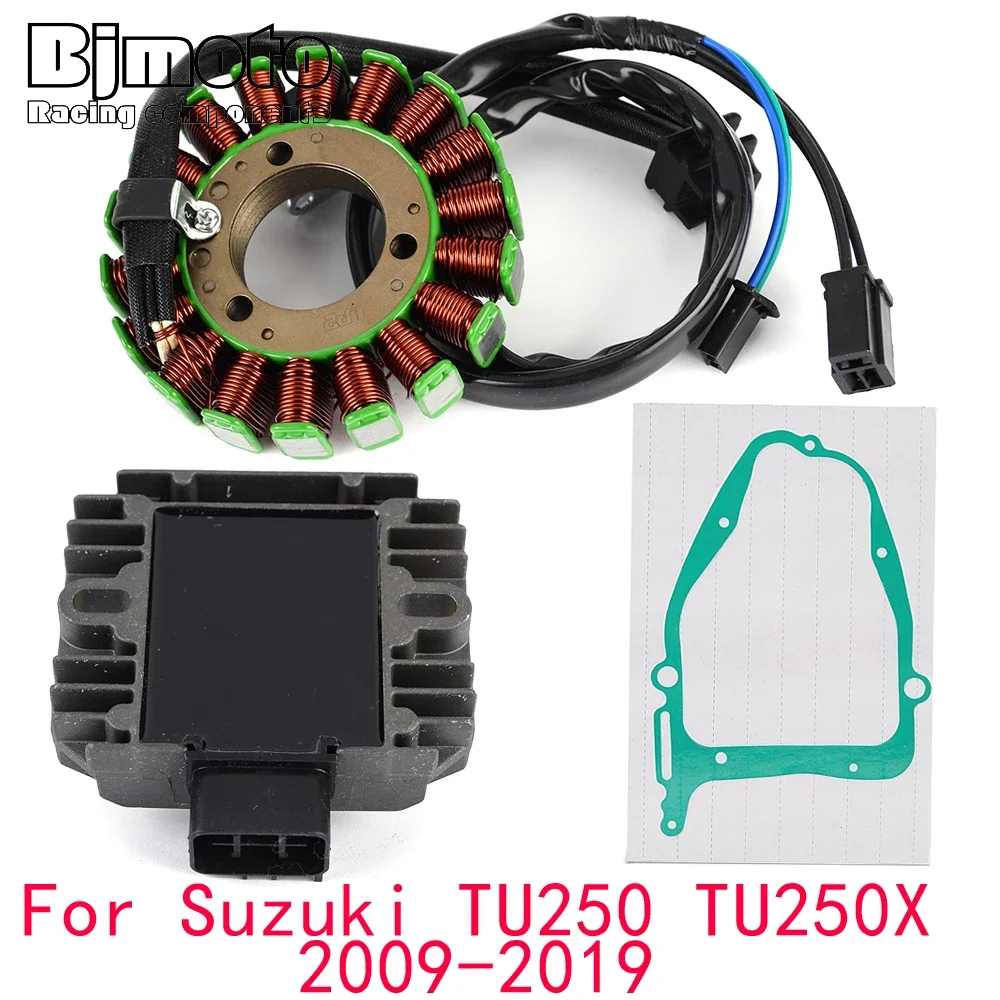 

TU250 X 2019 Engine Stator Coil+Voltage Regulator rectifier For Suzuki TU250 TU250X 2009-2018 With Gasket TU-250 TU-250X