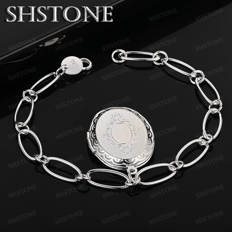 

925 Sterling Silver Bracelets Oval Photo Frame Hand Chain Woman's Party High Quality Fine Jewelry Wedding Accessories Gifts