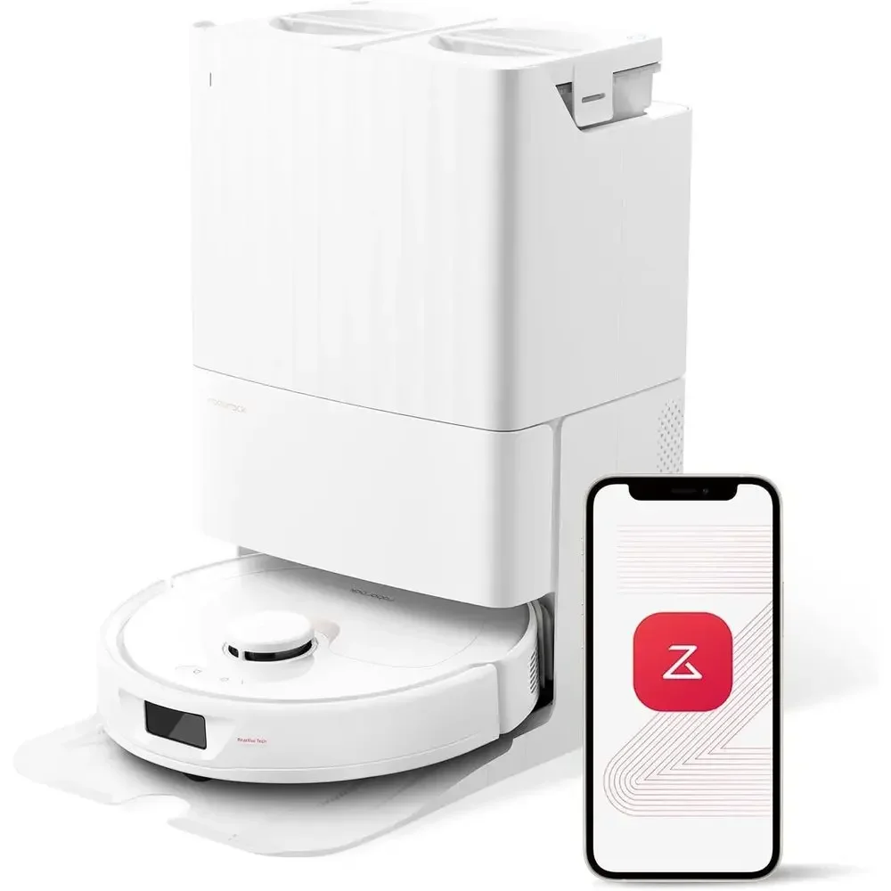 Renewed Robot Vacuum Mop with Auto-Drying, Auto Washing, Dual Spin Mops, Auto Lighting, Self-Reilling, Self-Emptying, 5500Pa, Wh