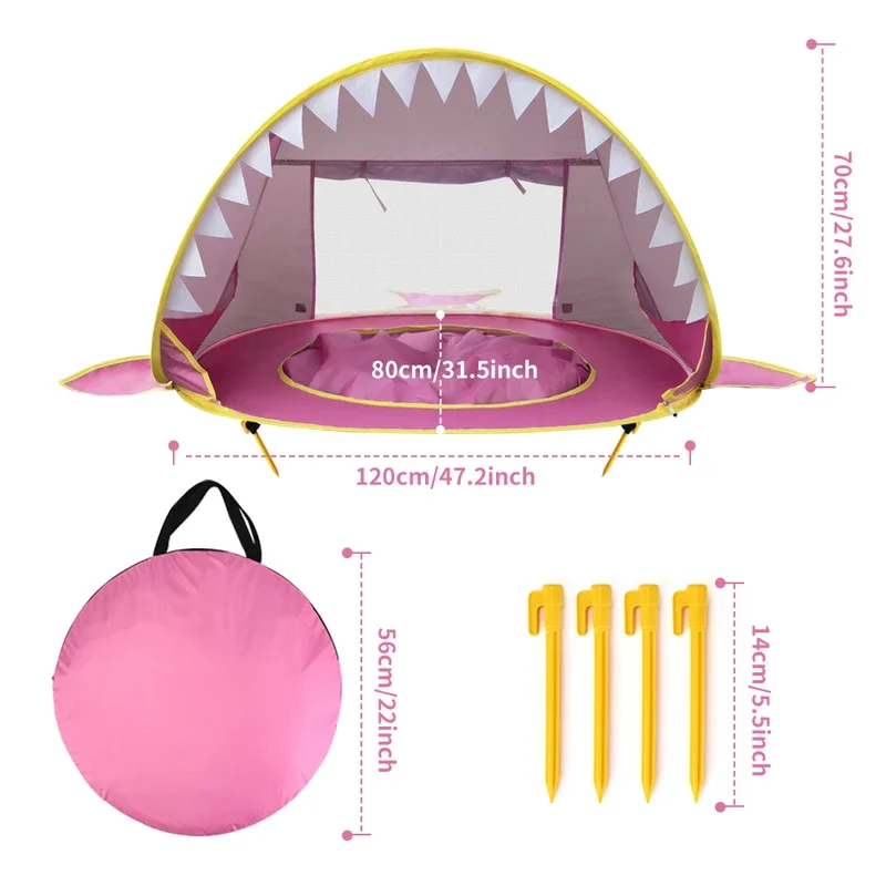 어린이용 수영장 해변 텐트, 해변 자외선 차단 햇빛가리개, 자동 부모-자녀 게임, 모래 구덩이 집, 휴대용 쉘터