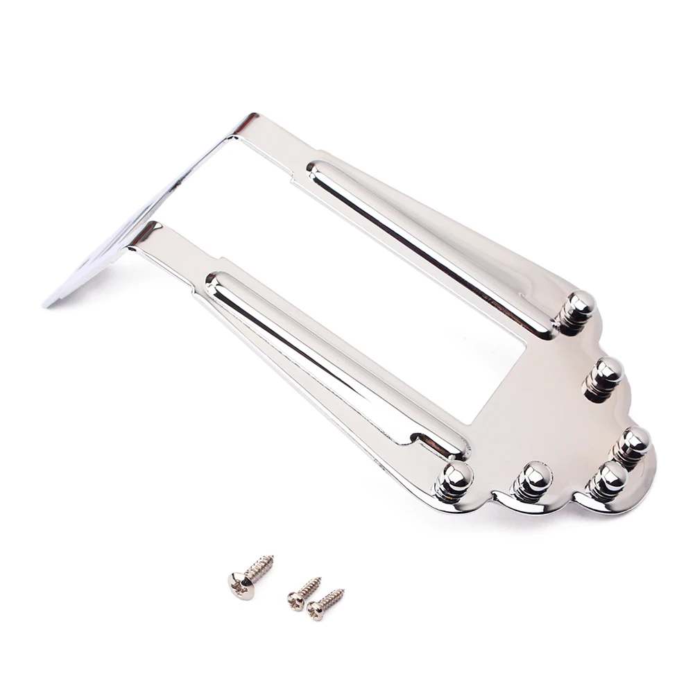 

Silver Guitar Bridge Tailpiece GA419 Electric Parts Accessories Folk Arched Jazz Height Adjustable Trapezoidal Design Compatible