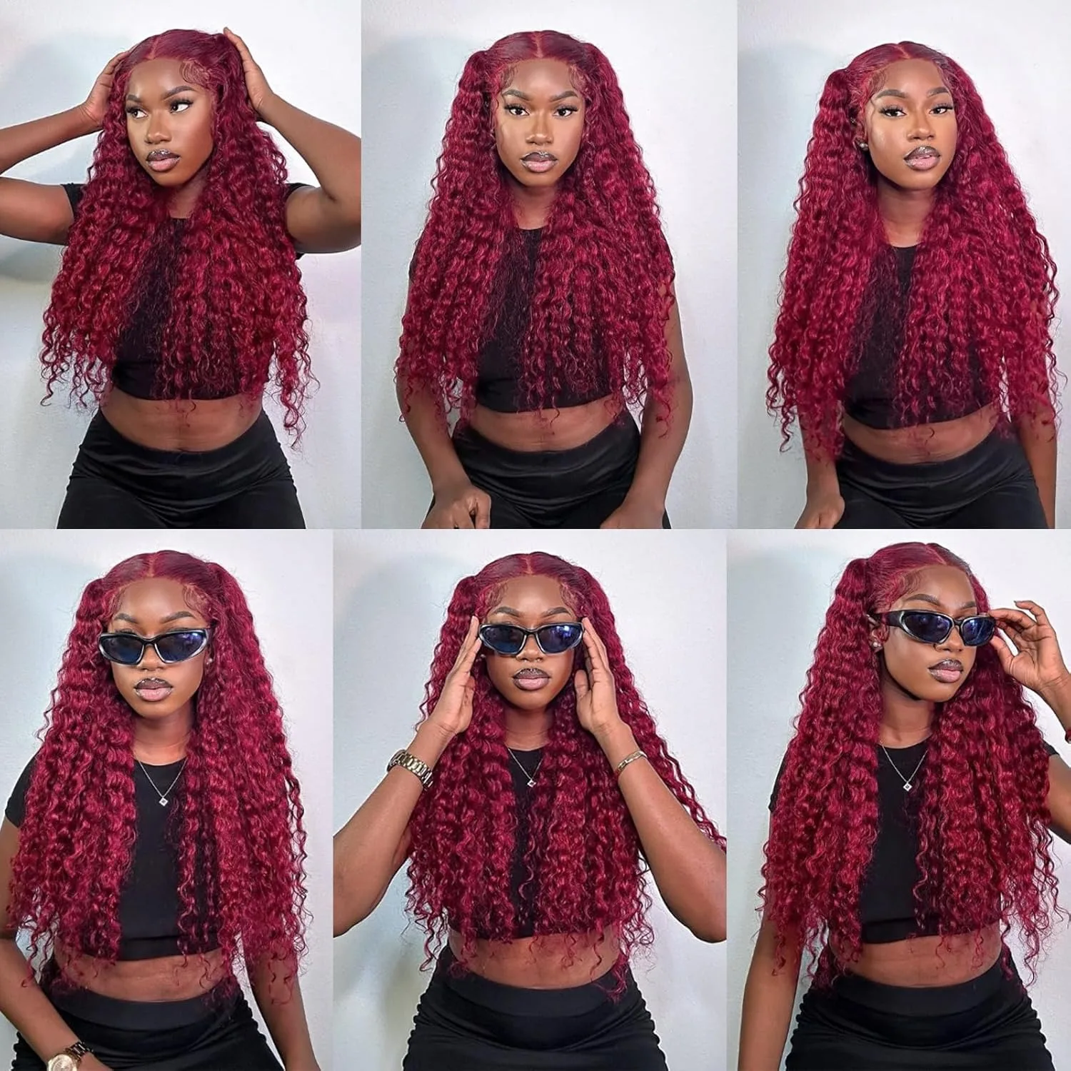 ワインレッドの合成レースフロントウィッグ、女性用バーガンディロングウェーブグルレスウィッグ、自然な生え際、耐熱ファイバーヘアレースウィッグ