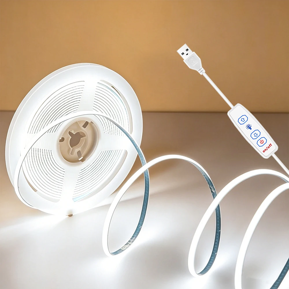 LED-Streifen USB 5V COB LED-Band mit Dimmer für Unterbaubeleuchtung Küche Schlafzimmer