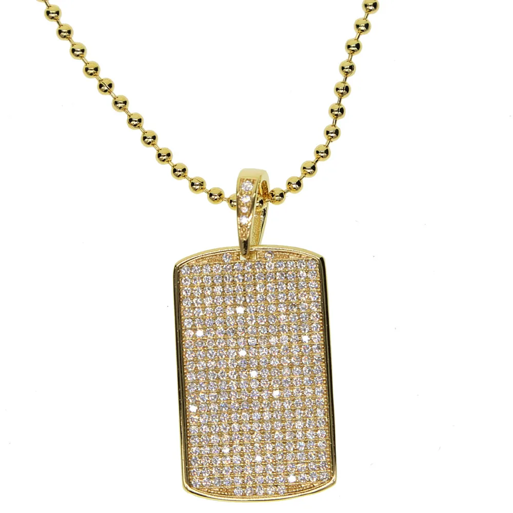 2019 iced out bling men women pendant necklace micro pave cz dog tag collar necklaces hiphop jewelry