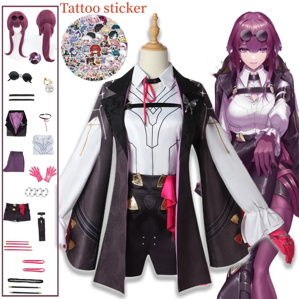 Game Honkai Star Rail Kafka Cosplay Costume Stickers Wig Accessories Shoes Set Anime