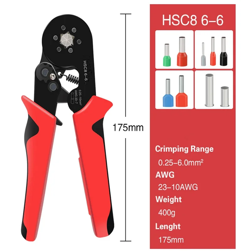 Tubular Terminal Crimping Pliers HSC8 6-4A Crimper Wire Mini Ferrule Crimper Tools Household Electrical Kit With Box