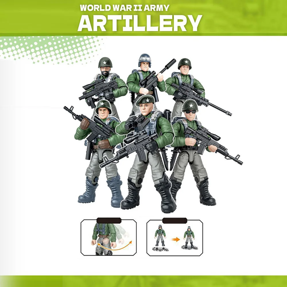 

Американская армия, военные Ww2, мега, строительный блок, артиллерийские солдаты, морские фигурки спецназа, кирпичи, сборка, игрушки для подарков