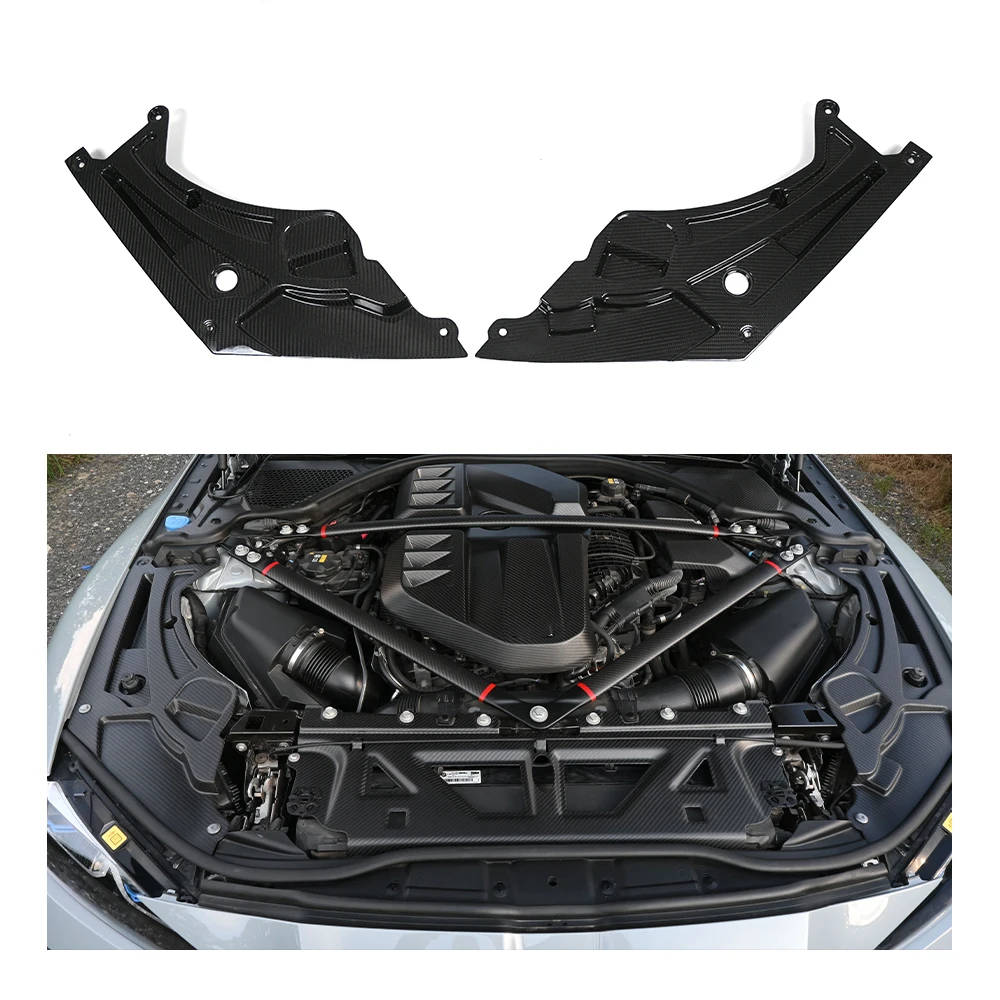 

For BMW M2 M3 M4 G87 G80 G82 Genuine Dry Carbon Fiber Engine Bay Headlight Cover Lamp Eyebrow Cover Engine Bay Trim Set Body kit