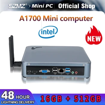 Szmz A1700 Windows 10 Pro Win11 Mini Pc Intel Core I3 I5 I7 Processor Ddr3l 8Gb 16Gb Ssd 512Gb Wifi Desktop Mini Computer