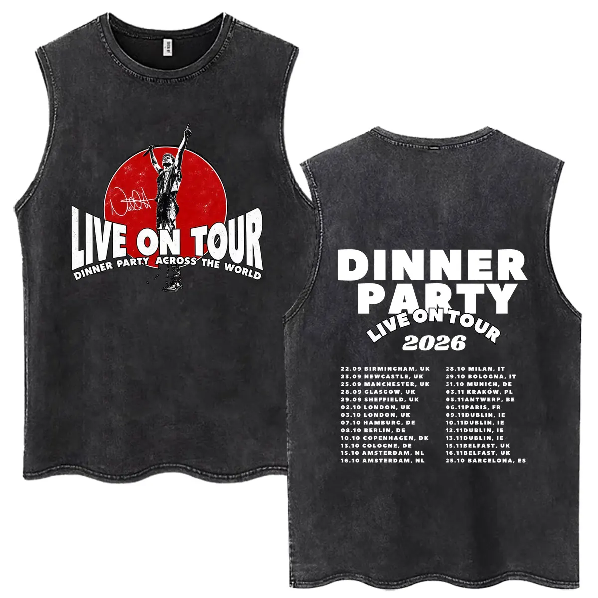 Niall Horan Dinner Party Live on Tour 2026 Merch Vest Vintage Washed Tees Men Women Fashion Loose Casual Cotton Summer T-shirts