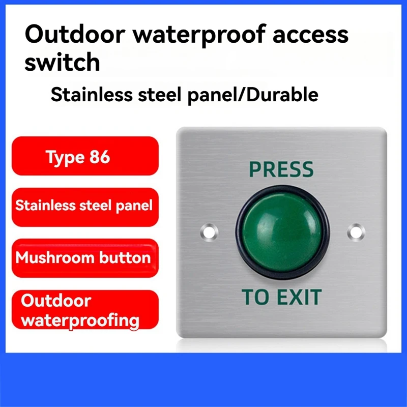 Door Exit Push Button Release Switch Opener Stainless Steel Panel For Door Access Control System Entry Open