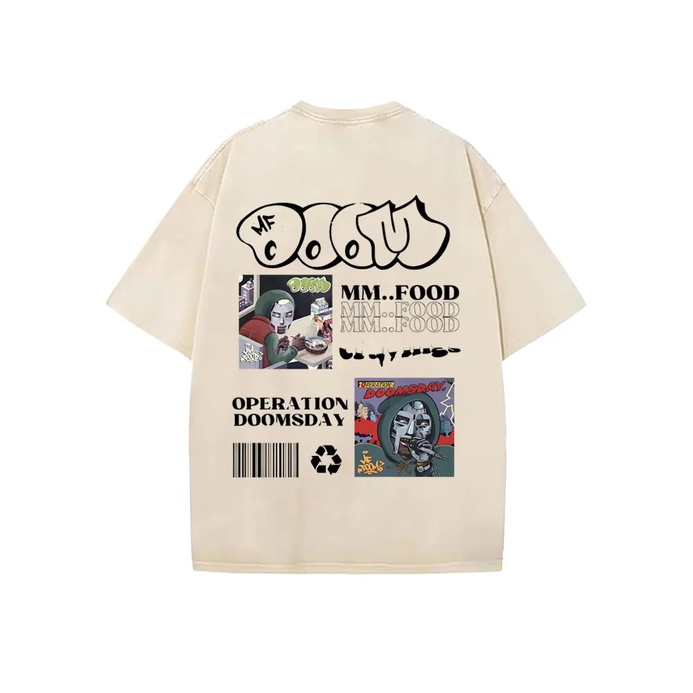 

Washed Vintage Rapper Mf Doom MM FOOD Graphic T-shirt Men Women Hip Hop Fashion Retro T Shirts Male Casual Oversized Streetwear