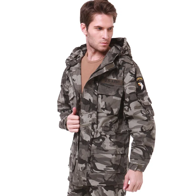 Uniforme militar para hombre M65 gabardina de talla grande camuflaje cintura delgada clásica Wadded 101 Air Force Parka chaqueta abrigo hombres BF802