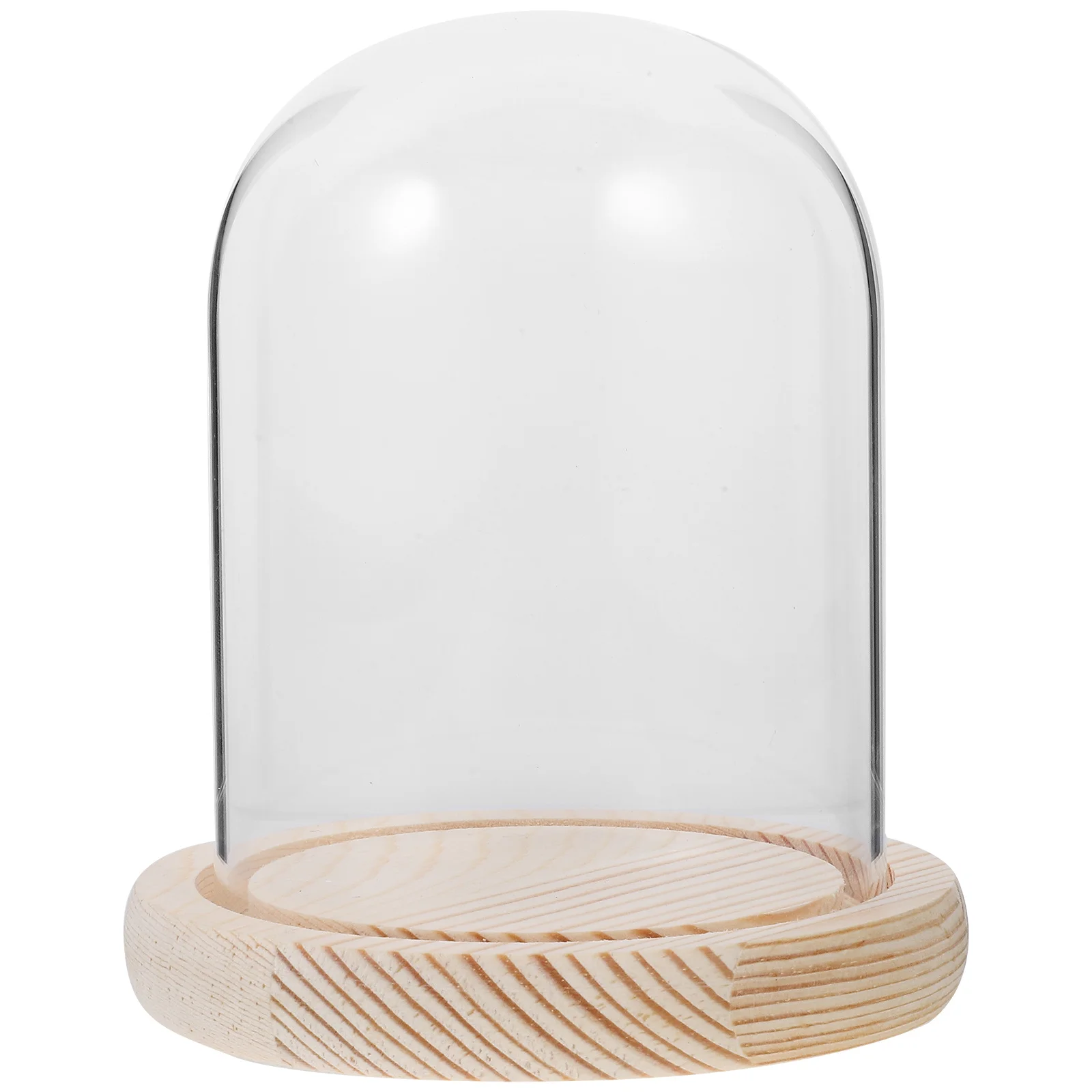 1Pcs Cake Glass Dome Cover U Shape Thick Borosilicate Glass Cake Stand Wood Base Multifunctional Display Cover 9x13cm Random