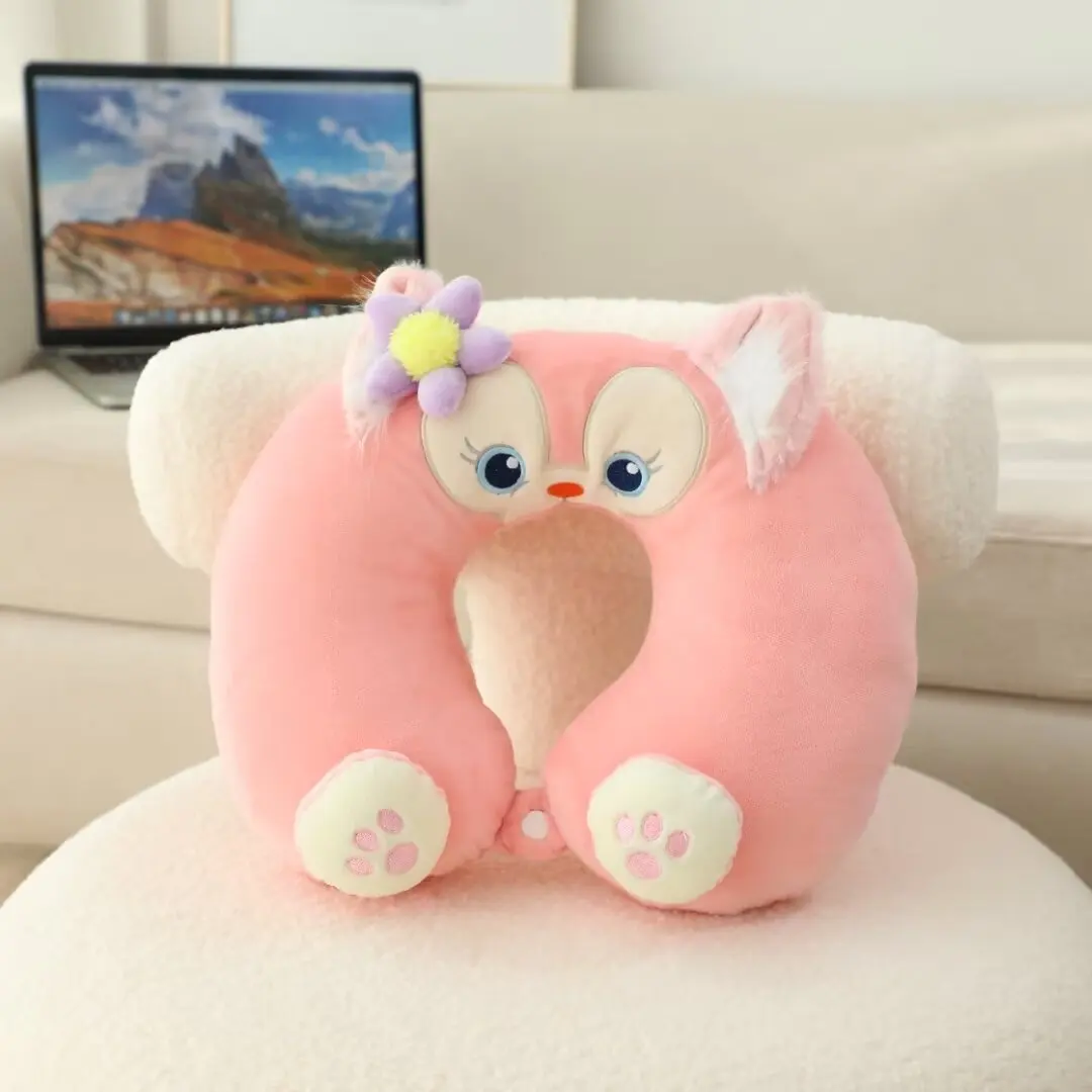 Cartoon Anime Disney StellaLou Duffy Plush U-pillow Cute Soft Stuffed Animal Gelatoni LinaBell Travel Car Sleeping Pillow