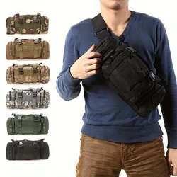 Men's Tactical Waterproof Fanny Pack Single Shoulder Crossbody Camera Bag Camping Hiking Travel Bag 3P Chest Bag Tote Belt Bag