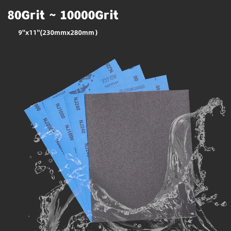 80 120 180 320~10000 Grit Wet Dry Sandpaper Car Furniture Metal Polishing Abrasive Sandpaper Paper Sheets Surface Finishing Made